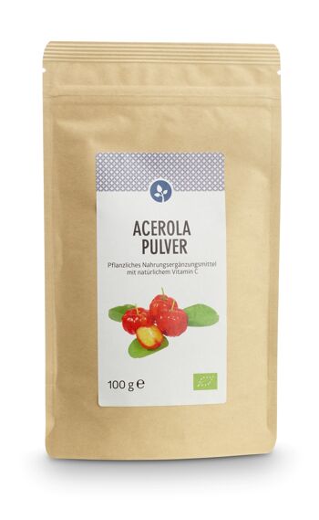 Poudre d'acérola bio 100g | 17% Vitamine C | VÉGÉTALIEN | système immunitaire