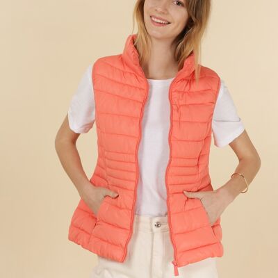 Basic sleeveless padded jacket Coral