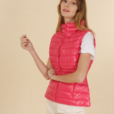 Basic metal sleeveless padded jacket Raspberry
