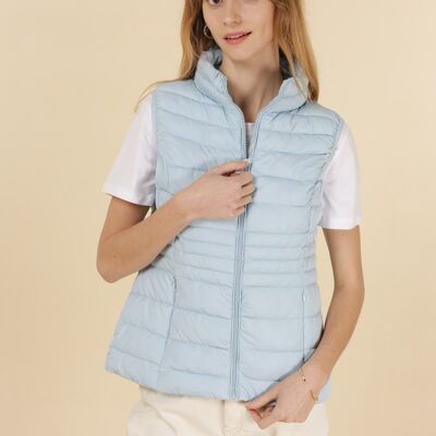 Blue basic sleeveless padded jacket