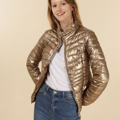 Basic metal padded jacket Gold