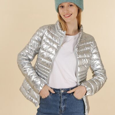 Silver basic metal down jacket