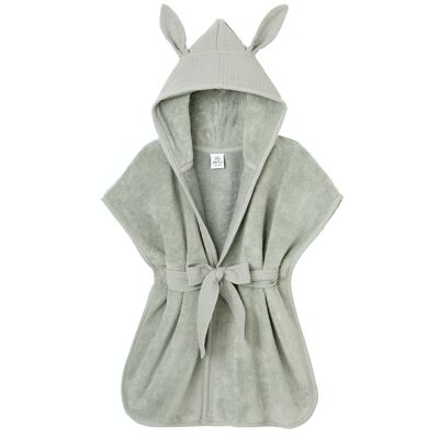 Peignoir bambou et gaze de coton vert de gris