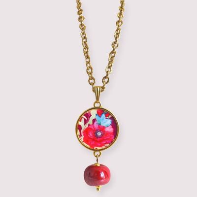 70 cm long necklace gilded with fine gold Jardin des Coquelicots
