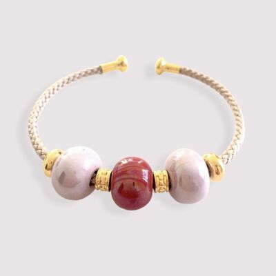 Bracelet orné de perles en céramique émaillée