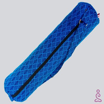 Bolsa para esterilla de yoga hecha a mano - Patrón de diamantes azules