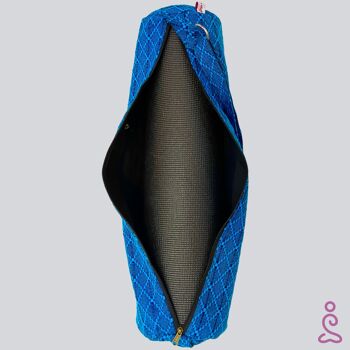 Handmade Yoga Mat Bag - Blue Diamonds Pattern 2