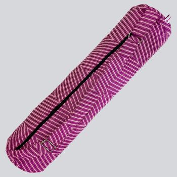 Handmade Yoga Mat Bag - Magenta Stripes 1