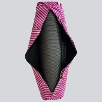 Handmade Yoga Mat Bag - Magenta Stripes 2