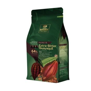 CACAO BARRY - CHOCOLAT DE COUVERTURE NOIR AMER -EXTRA BITTER GUAYAQUIL (cacao 64 %) -  PISTOLES 20kg 1