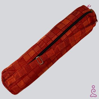 Handmade Yoga Mat Bag - Burnt Orange Pattern 1
