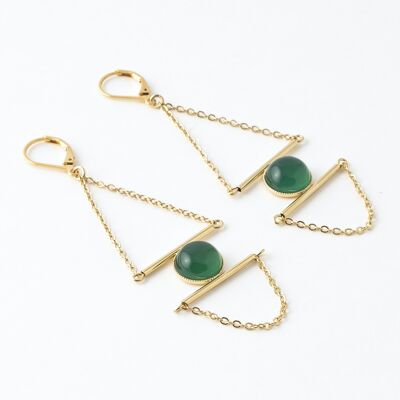 Earrings Chloé green agate triangle