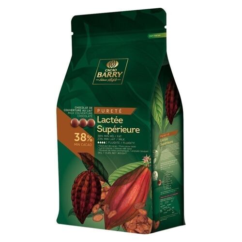 CACAO BARRY - CHOCOLAT DE COUVERTURE AU LAIT  - Gamme PURETE - LACTEE SUPERIEURE (cacao 38,2 %) PISTOLES - 20kg