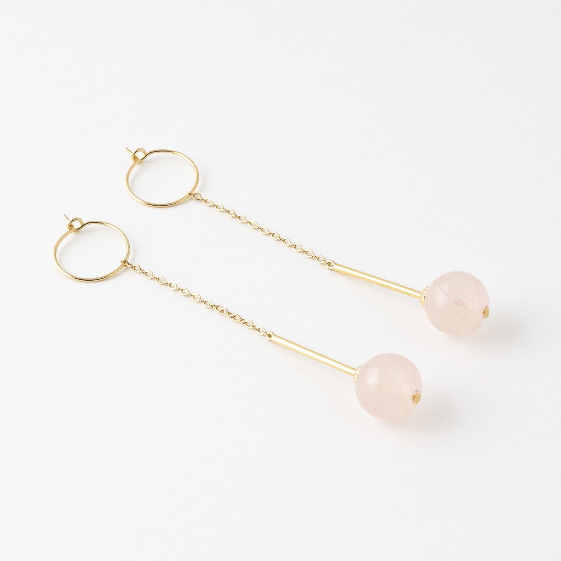 Orecchini lunghi Chloé quarzo rosa