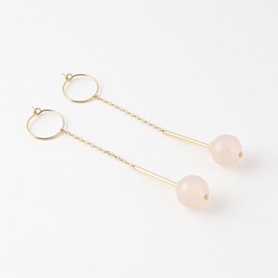 Long earrings Chloé pink quartz
