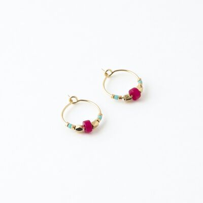 Pendientes mini aro Daphnis fucsia