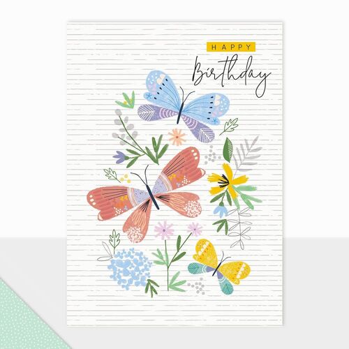 Butterflies Birthday Card - Halcyon Birthday Butterfly