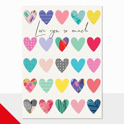 Tarjeta de San Valentín con corazones - Rio Brights te amo mucho