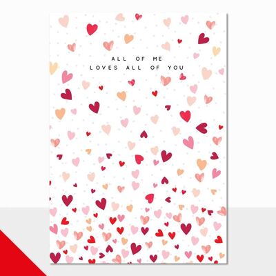 Love Hearts Valentine's Day Card - Halcyon Valentines All of Me