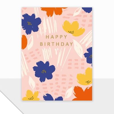Floral Happy Birthday Card - Piccolo Happy Birthday Floral