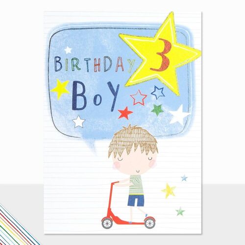 3rd Birthday Card - Scribbles Birthday Boy 3
