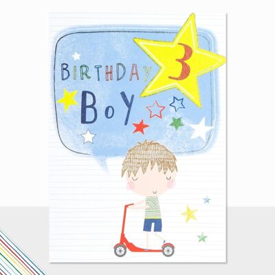 Biglietto di auguri per il 3° compleanno - Scarabocchi compleanno ragazzo 3