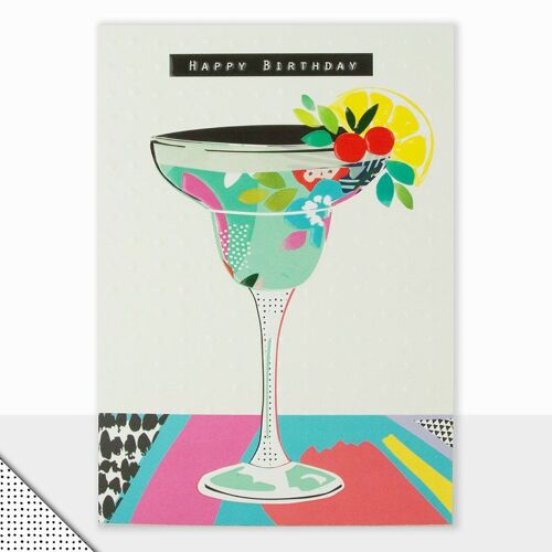 Cocktail Birthday Card - Rio Brights Happy Birthday Cocktail Glass
