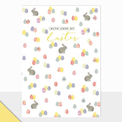 Tarjeta de Pascua con huevos - Río brilla con amor en Pascua (huevos)
