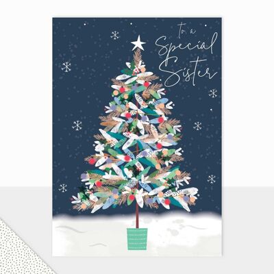 Tarjeta del árbol de Navidad de la hermana - Halcyon Special Sister