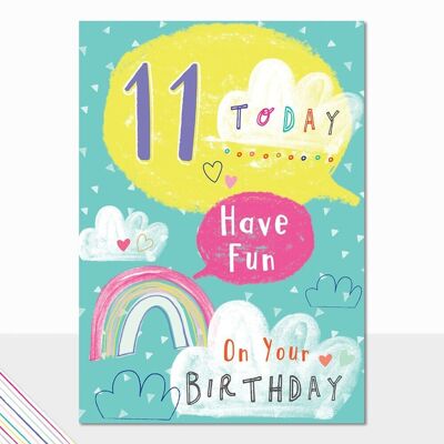 11th Birthday Card - Scribbles 11 Today Birthday