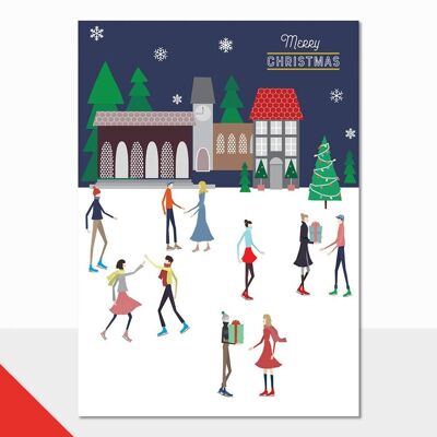 Tarjeta de Navidad de la pista de hielo - Little People Christmas Ice Rink