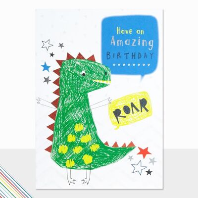 Biglietto d'auguri per dinosauri - Scarabocchi Incredibile ruggito di compleanno