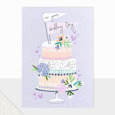 Tarjeta de boda con pastel - Pastel del día de la boda Halcyon