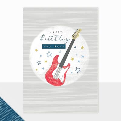 Guitar Birthday Card For Him - Halcyon Birthday You Rock