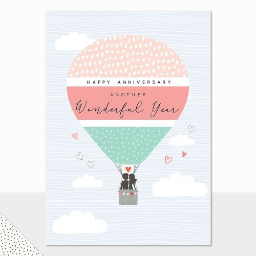 Hot Air Balloon Anniversary Card - Halcyon Wonderful Year (balloon)