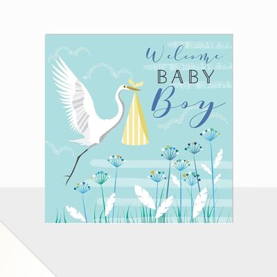 Tarjeta de bienvenida para nuevo bebé niño - Glow Bienvenido bebé niño