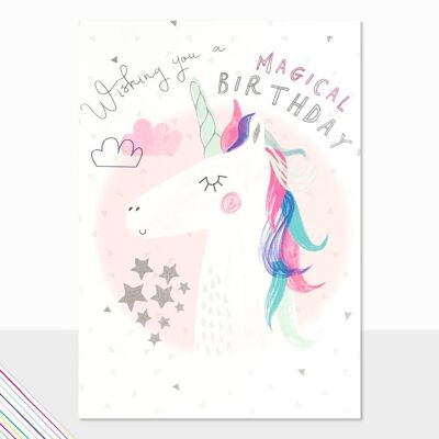 Tarjeta de cumpleaños de unicornio: Scribbles te desea un cumpleaños mágico (unicornio)