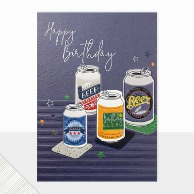Tarjeta de cumpleaños de cerveza para él - Halcyon Happy Birthday Beer Can