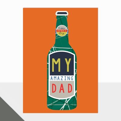 Carte de fête des pères sur le thème de la bière – Bouteille de bière Campus Amazing Dad