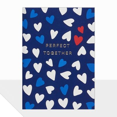 Tarjeta de San Valentín con corazones azules - Piccolo Perfect Together