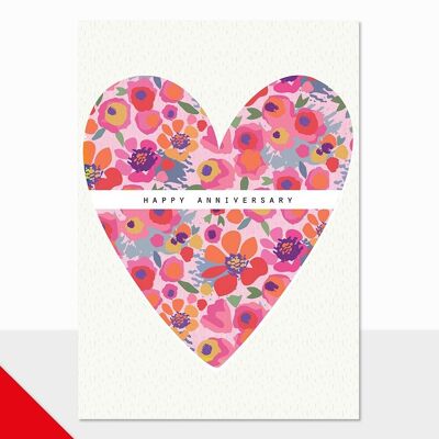 Carte d'anniversaire Love Heart - Rio Brights Happy Anniversary (coeur)