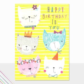 Carte d'anniversaire pour chats – Griffonnages Joyeux anniversaire (chats)