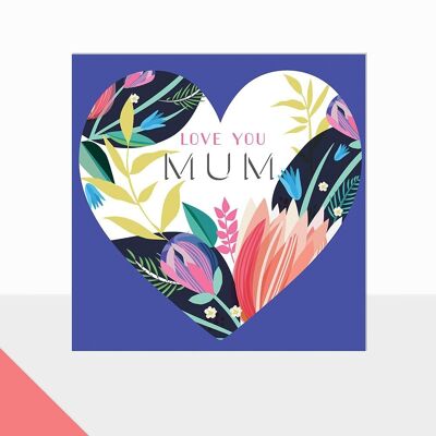 Tarjeta del Día de la Madre con Corazón de Amor - Glow Love You Mum