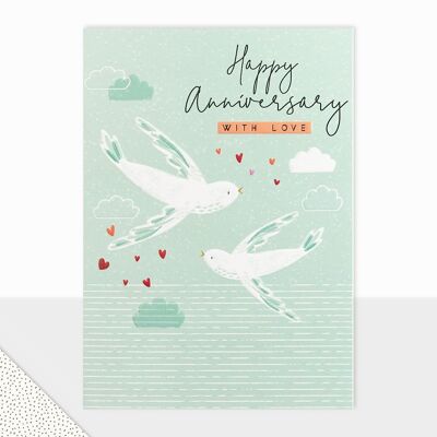 Happy Anniversary Card - Halcyon Happy Anniversary With Love