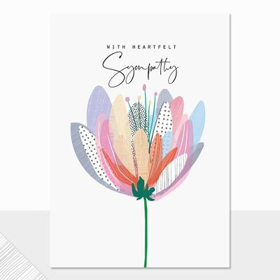 Flower Sympathy Card - Rio Brights With Heartfelt Sympathy
