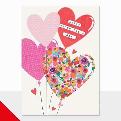 Balloons Valentine's Day Card - Rio Brights Happy Valentines Day (Heart Balloons)