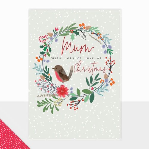 Robin Christmas Card For Mum - Halcyon Christmas Mum