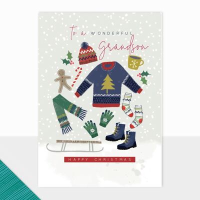 Tarjeta de Navidad para nieto maravilloso - Halcyon Wonderful Grandson