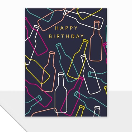 Beer Bottles Happy Birthday Card - Piccolo Happy Birthday Bottle