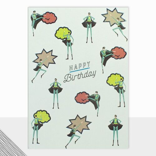 Ka-Pow Comic Birthday Card - Little People Happy Birthday Ka-Pow
